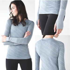 Lululemon Swiftly Tech Long Sleeve Crew Heathered Blue Denim Size 4 R78